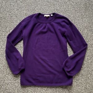 Uniqlo Royal Purple 100% Cashmere Balloon Sleeve Knit Sweater Top M
